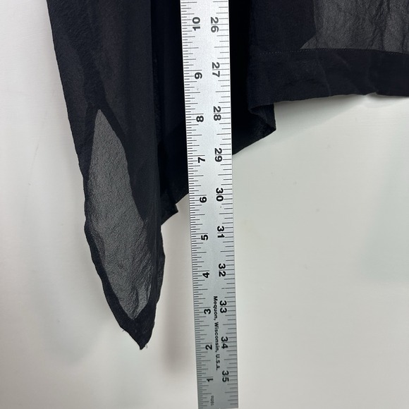EILEEN FISHER Top XL Silk Sheer Dolman Sleeve Asymmetric Hem Black Oversized - Picture 9 of 9